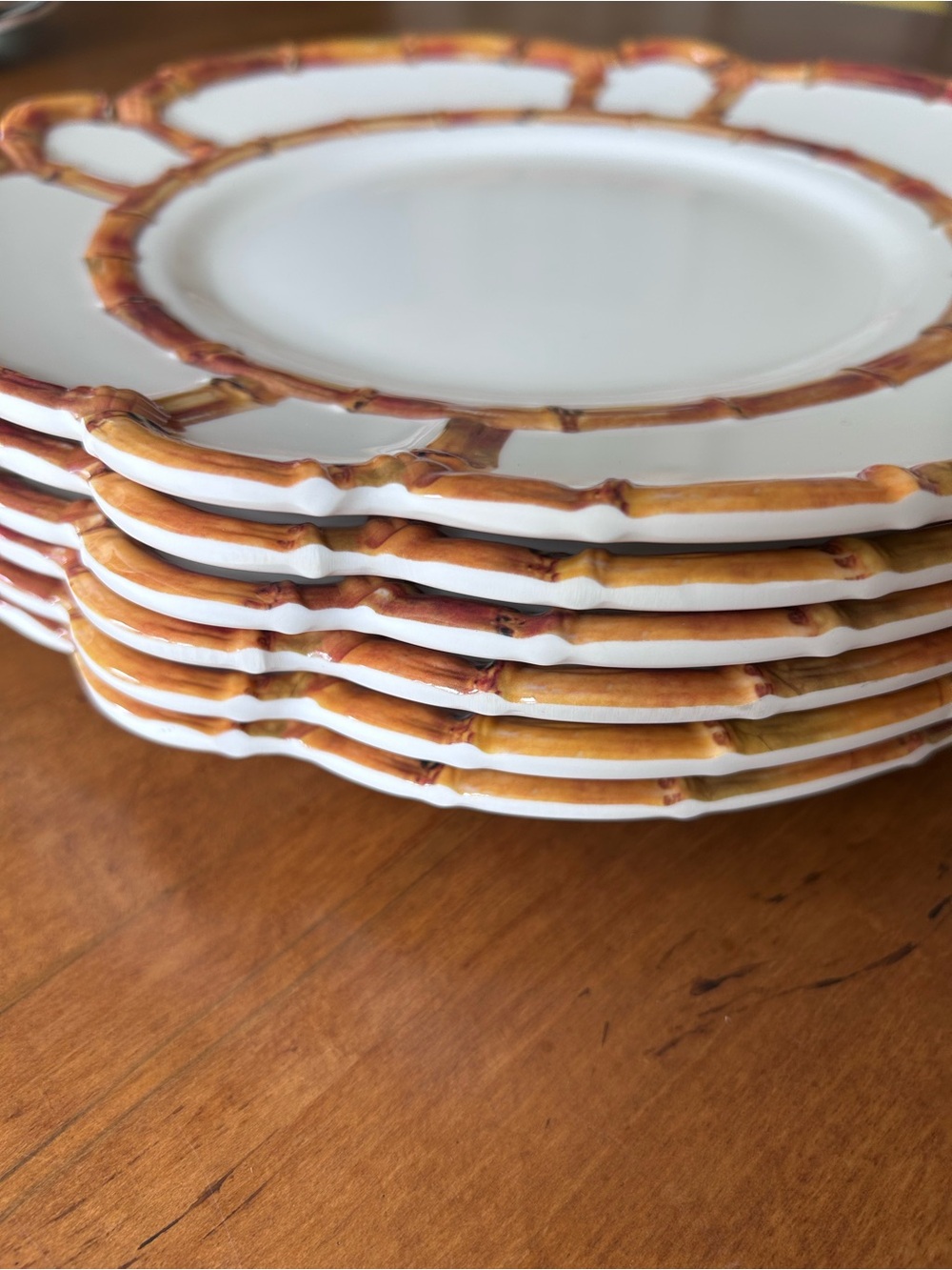 Two’s Company Bamboo Inspired Melamine Dinner Plates, Set of 6